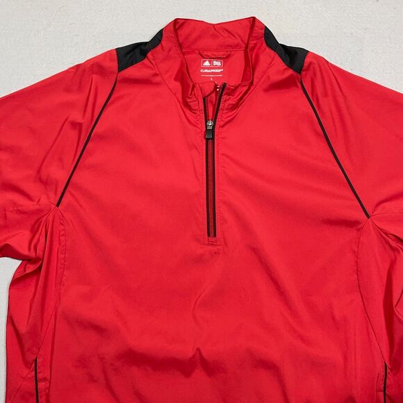 Adidas Golf ClimaProof Wind 1/4 Zip Pullover Short Sleeve Jacket Sz Large Red‎ - Picture 2 of 12